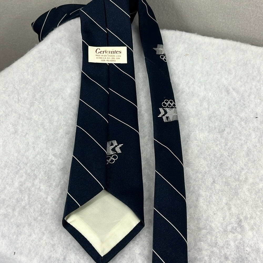 Cervantes 1980 Los Angeles Olympic Emblem Navy Blue Tie Mens Made In Los Angeles - Picture 4 of 6